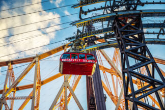 Cabel car over East river in New York City