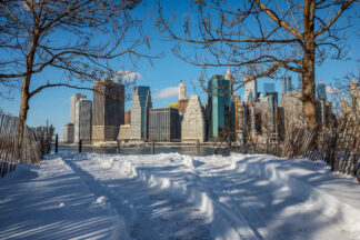 Manhattan downtown in winter, New York City