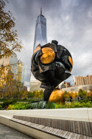 The Sphere and building of One World Trade Center in New York City