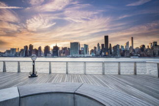 New York City skyline at sunset