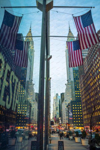 Chrysler buildeing reflection in window, New York City