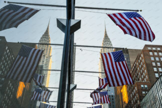 Chrysler buildeing reflection in window, New York City