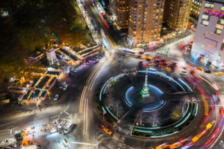 Columbus circle from above in New York City