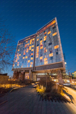 High Line Park walkway at night,  New York City