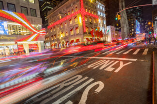 Traffic in 5th avenue at Christmas time in New York city