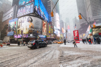 Time Square snow storm in New York