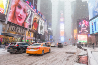 Time Square snow storm in New York