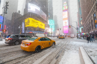 Time Square snow storm in New York