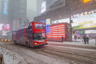 Time Square snow storm in New York