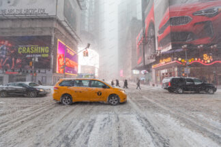 Time Square snow storm in New York