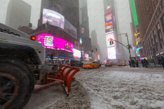 Time Square snow storm in New York City