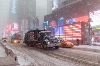 Time Square snow storm in New York City