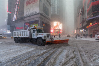 Time Square snow storm in New York City