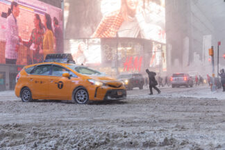 Time Square snow storm in New York City