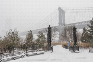 Manhattan bridge in winter, New York City