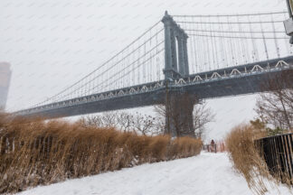 Manhattan bridge in winter, New York City