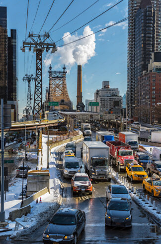 View to Queensboro bridge over 2nd avenue in New York City