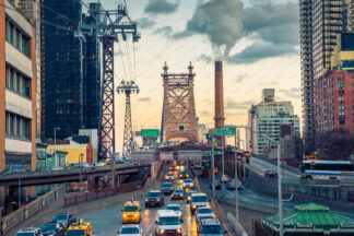 View to Queensboro bridge over 2nd avenue in New York City