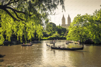 Venetian Gondola in boating lake in Central Park, New York City