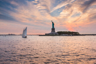 Statue of Liberty at sunset