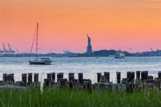 Statue of Liberty sunset, new York City