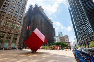 The Red Cube Sculpture by Isamu Noguchi in New York City