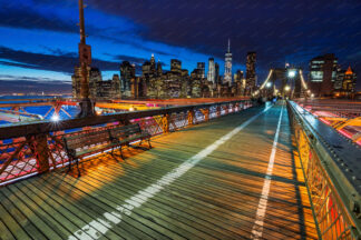 Brooklyn bridge at night in New York City