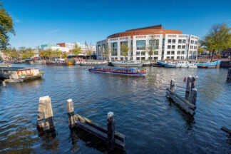 Amsterdam, Amstel canal and National Opera &amp; Ballet