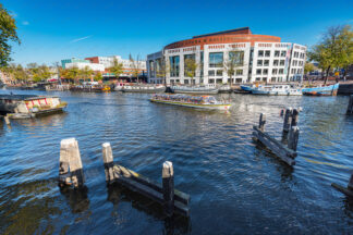 Amsterdam, Amstel canal and National Opera &amp; Ballet