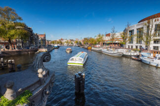 Amsterdam, Amstel canal and National Opera &amp; Ballet