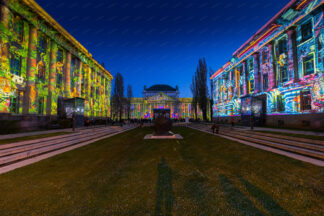 Zagreb, Festival of lights, Marko Marulic statue at Marulic square