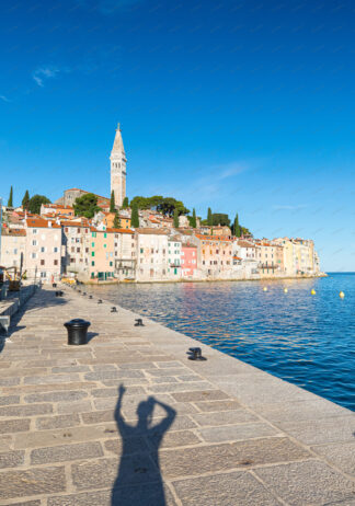 Rovinj old town with silhouette