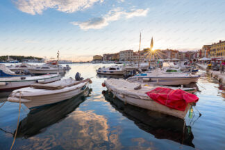 Sunstar over city of Rovinj