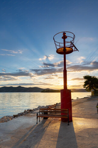 Navigation beacon at sunrise