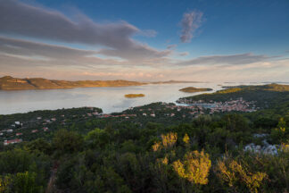 Panorama of Iz island and Veli Iz old town in Croatia