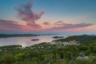 Panorama of Iz island and Veli Iz old town in Croatia