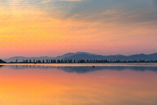 Sunrise on delta of Neretva river in Croatia