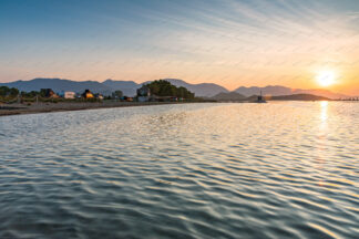 Sunrise on delta of Neretva in Croatia