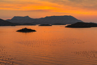 Sunset landscape, Peljesac peninsula in Croatia